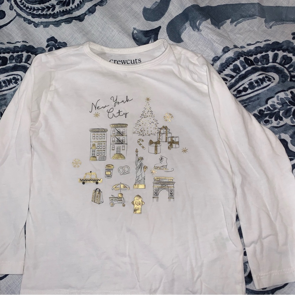 Crewcuts White Long Sleeve Tee with Architectural Design